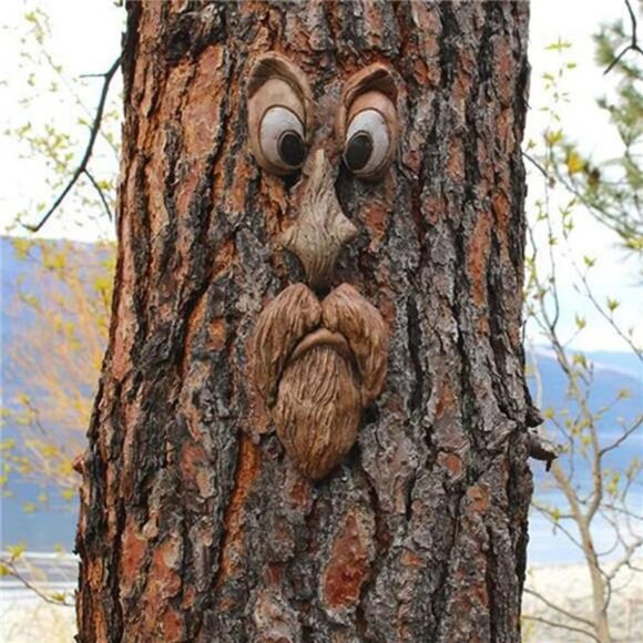 3D Old Man Tree Face Hugger Garden Yard Art Decoration Sculpture Whimsical - Picture 1 of 8